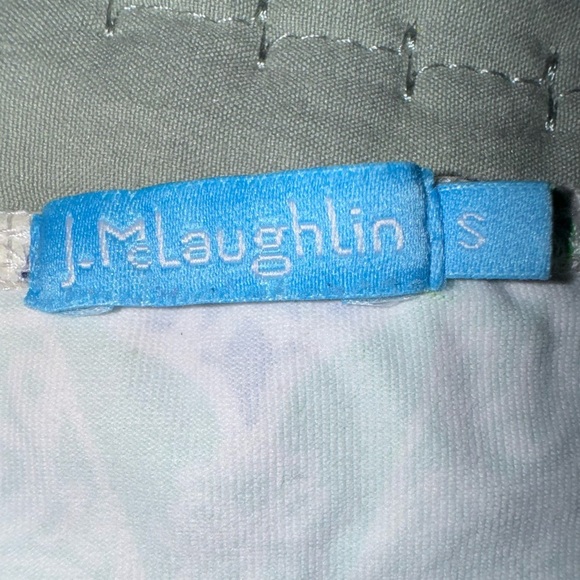 J Mclaughlin Green Blue White Modest Stretch Dress Swirls Paisley Size S. EUC - Picture 6 of 9